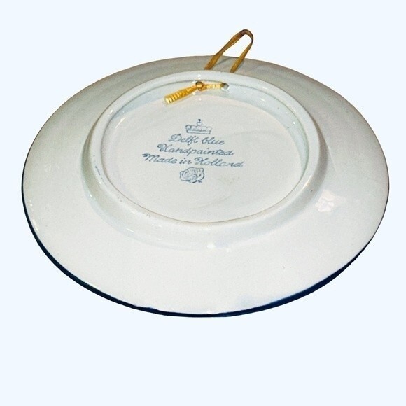 Delft Blue Holland Vintage Porcelain Hand-painted 6 Inch Windmill Seaside Plate - Picture 10 of 12